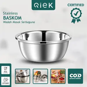 Qiek Baskom Stainless Baskom Tempat Makanan Baskom Buah Baskom Sayur Baskom Adonan Kue Baskom Tebal