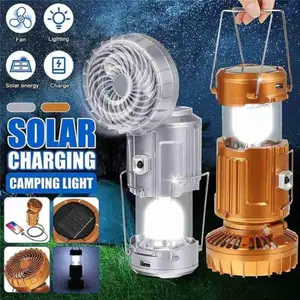 2in1 Lampu Kipas Camping Tenda Portable USB / Lamp Emergency Camping / Lampu Darurat Listrik Lucu Angin Mini Lipat Alat Pijat Elektrik Massage Portble