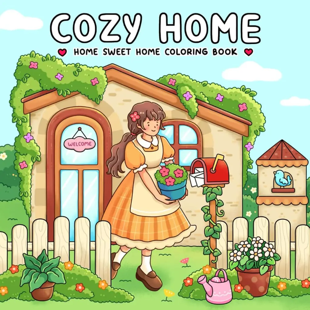 Cozy home,buku gambar mewarnai,coloring book for adults,40 ilustrasi ...