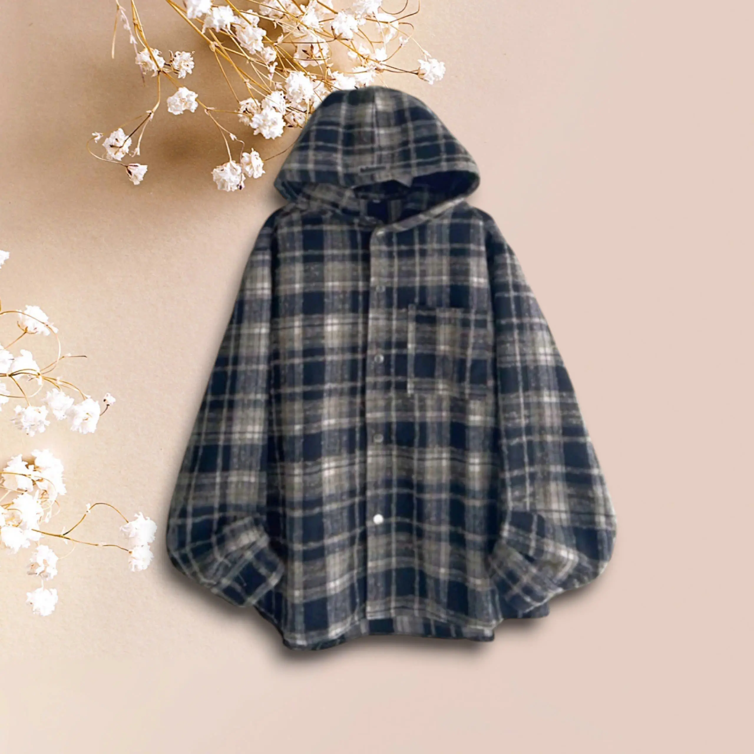 Áo Khoác Sơ Mi  Cúc Bấm  Vải Caro nỉ Thân Áo 1 lớp Mỏng nhẹ Và Vải Cotton Nỉ 1 lớp Dày Dặn Fom Dài Sọc CaRo Che Nắng Cách Nhiệt Tốt mẫu 2024 BẢO ĐĂNG (SMKT) Nữ Top Women Jacket