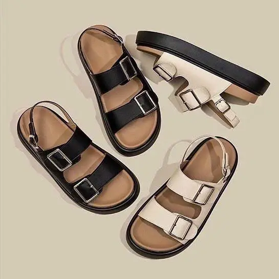 [Chuẩn size] Dép Nữ 2 Quai Ngang Có Khuy Cài Sandal Cao Cấp Phong Cách Đơn Giản Đế Dày Trống Trơn Trượt( Dép Quai Nhựa) DéP GiàY Shoes A05