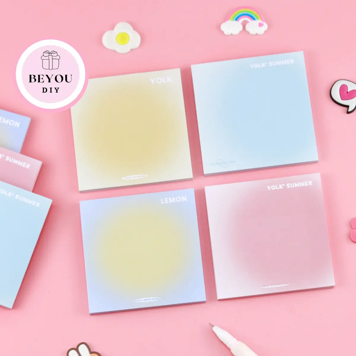 Set 50 Tờ Giấy Ghi Chú Màu Ombre Pastel, Giấy Nhớ Màu Gradient Dễ Thương BEYOU