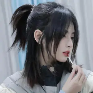 Keren laki laki wig laki laki tampan unisex  samurai kepala bersih merah dengan paragraf yang sama manis dan keren fashion harian tutup kepala Hitam