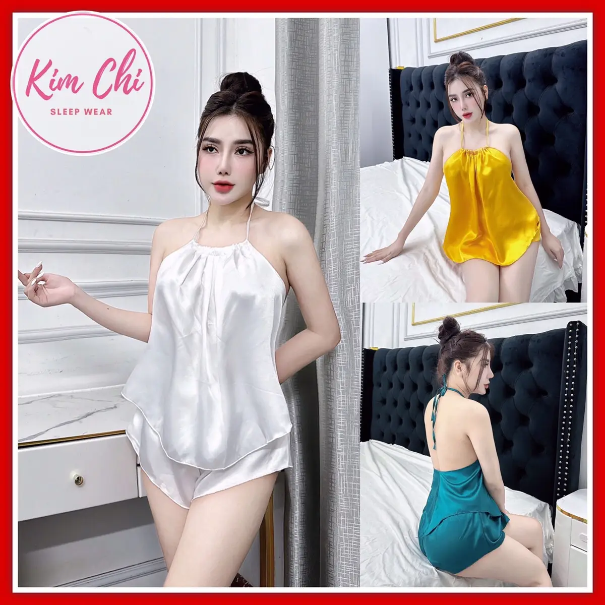 Đồ ngủ nữ quyến rũ, set yếm xinh mặc  40 - 65 kg,  lụa  mặc mát mùa hè, gói 1 bộ Áo  Women Top  đồ ngủ phi lụa nữ