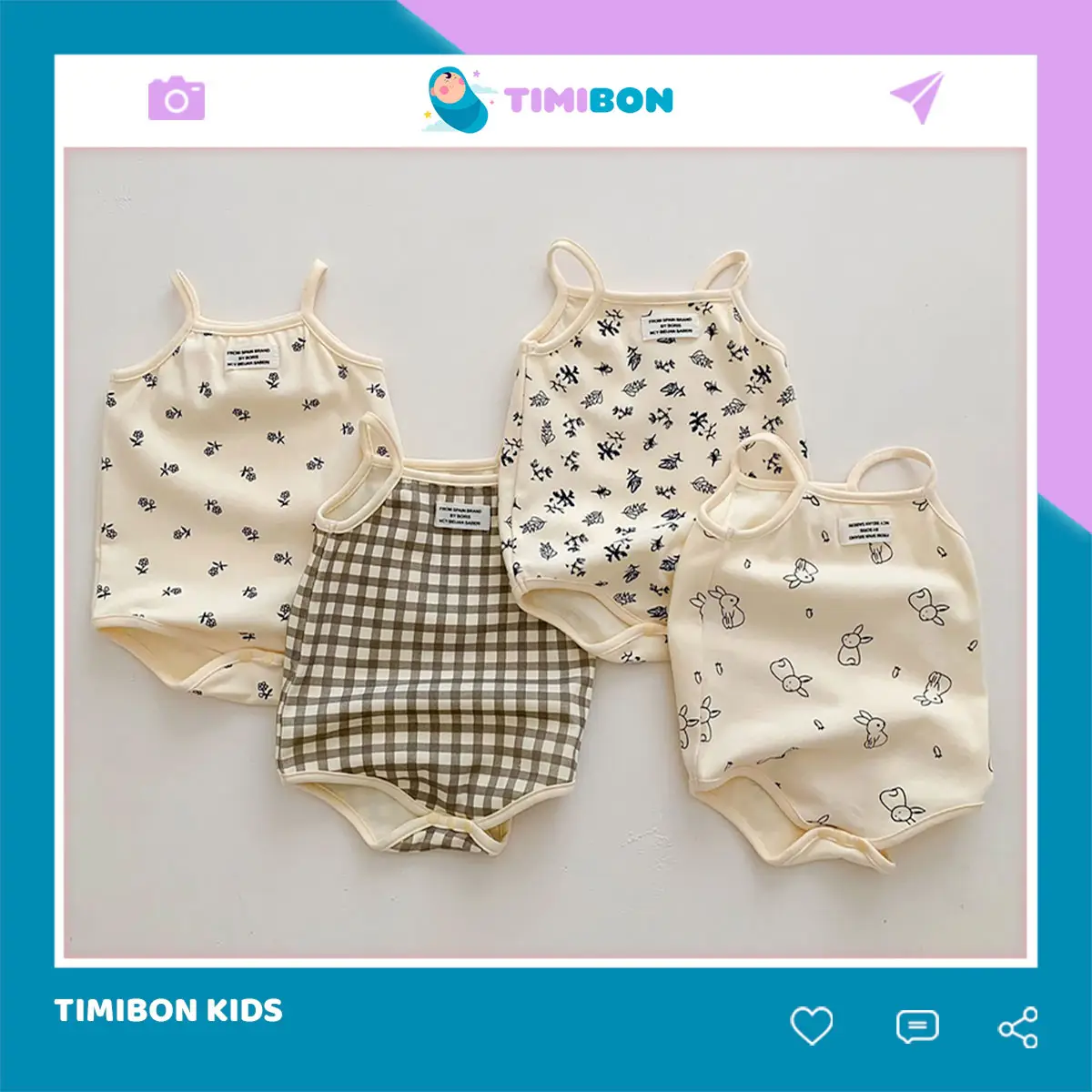 Quần Áo Sơ Sinh Body Chip Hai Dây Bodysuit Cho Bé Gái Chất Mát 2 Dây - [BDCHIP32]
