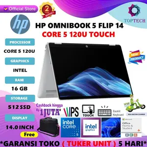 HP Omnibook 5 Flip Touch 14 fp0556tu fp0557tu Intel Core i5 120U 16GB 512GB ssd 14.0 2K IPS 2in1 W11 OHS