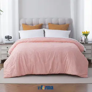 Informa 240x210 cm Bed Cover Clipped Jacquard Bloom - Pink Blush Selimut Tebal Bedcover Selimut Kasur Comforter Selimut Seprai Tempat Tidur Kain Penutup Pelindung Kasur