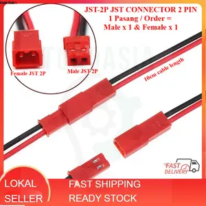 (1 set) JST-2P JST connector 2 PIN Male Female 10CM CABLE LIPO BATTERY Kabel Red