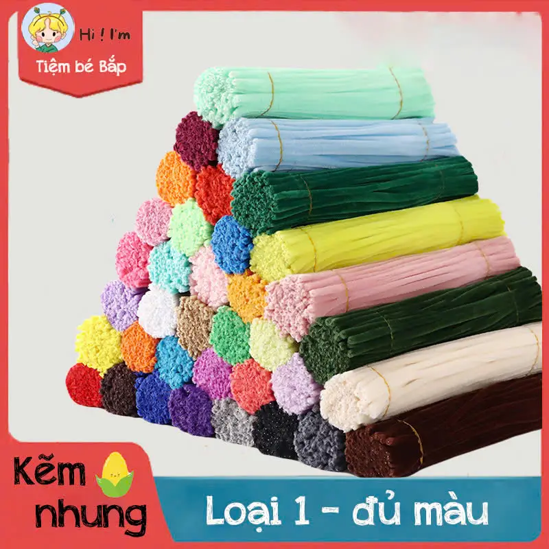 Bó 50-100 Kẽm nhung Loại 1 ,kẽm lông làm hoa ,đồ handmade đủ màu - 1