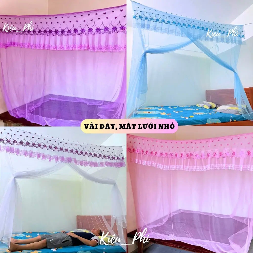 Màn mùng dây tuyn cao cấp - Mùng ngủ chống muỗi mắc tay người lớn 1m2x2m, 1m4x2m, 1m6x2m, 1m8x2m, 2mx2m2 Kiều Phi