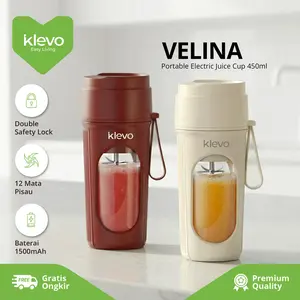 KLEVO Velina Blender Juicer Portable 450ml 12 Mata Pisau 1500 mAh Stainless Steel Rechargeable