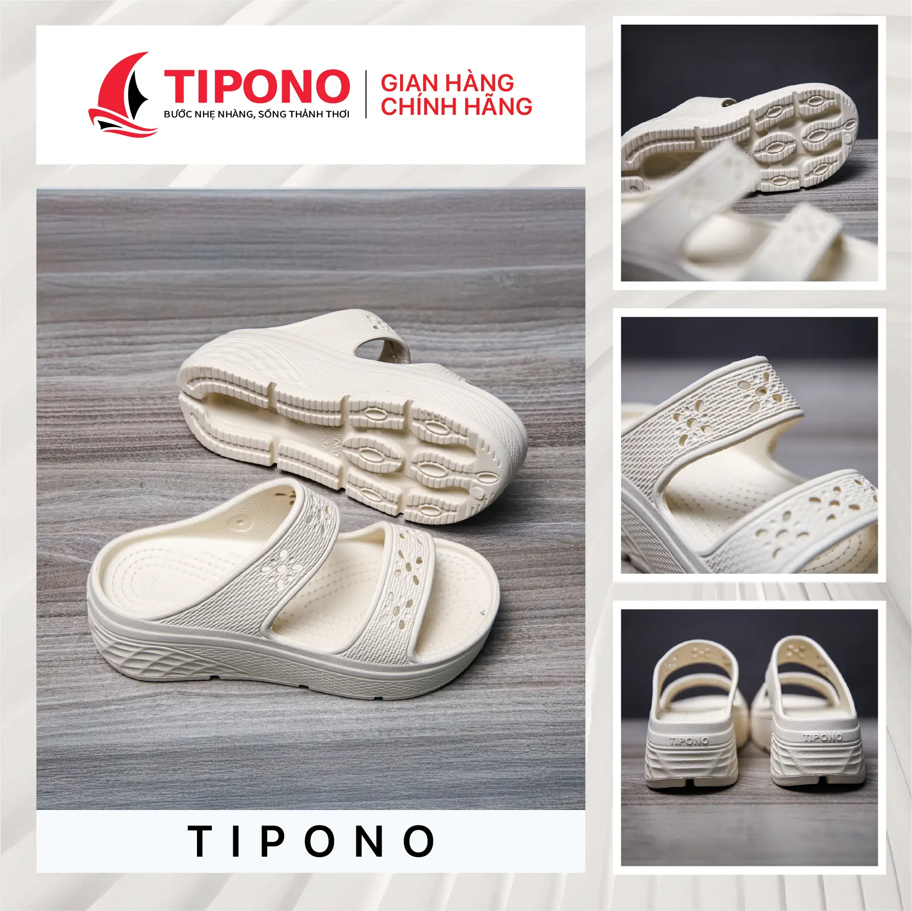 TIPONO LM84 [Tặng Charm Ngẫu Nhiên] Dép Hai Quai Nữ Đế Cao 5-6cm EVA Êm Nhẹ, Tôn Dáng, Thời Trang - 1