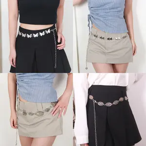 Ikat Pinggang Rantai Motif Bintang Belt Korea Fashion Wanita Casual Bahan Metal untuk Celana dan Dress