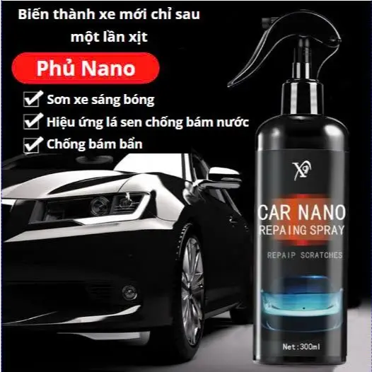 Chai xịt bóng xe Car Nano Repairing Spray phủ bóng sơn xe ô tô, xe máy 300ml