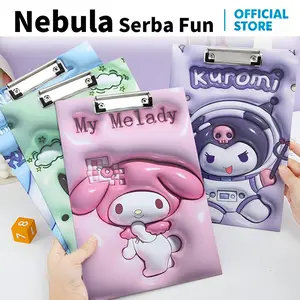 (Nebula Serba Fun)Papan Jalan A4 Motif Sanrio H1150 Clipboard Perlengkapan Sekolah Papan Ujian Fleksibel Ringan Plastik Alat Tulis
