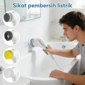 Pembersih Listrik 5-in-1 Tanpa Kabel & Tahan Air IPX7 | Ideal untuk Dapur, Kamar Mandi & Rumah | Model XYZ | Panjang 30cm x Lebar 15cm x Tinggi 10cm | Desain Praktis & Nyaman, Memudahkan Pembersihan Setiap Ruangan