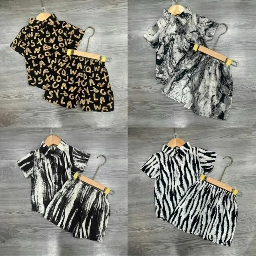 (SOMI) Bộ quần áo áo sơ mi tay ngắn quần đùi vải lụa cho bé trai và bé gái vải mát, thoáng phong cách hàn quốc size 6kg đến 30kg quanao  daitay