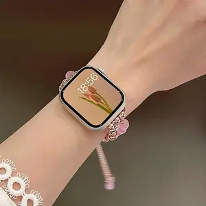 Premium Crystal Beaded Strap for i-Watch Metal Chain Watch Band S8 7 6 SE 5 i-Watch Ladies Strap 38mm 40mm 41mm 42mm 45mm