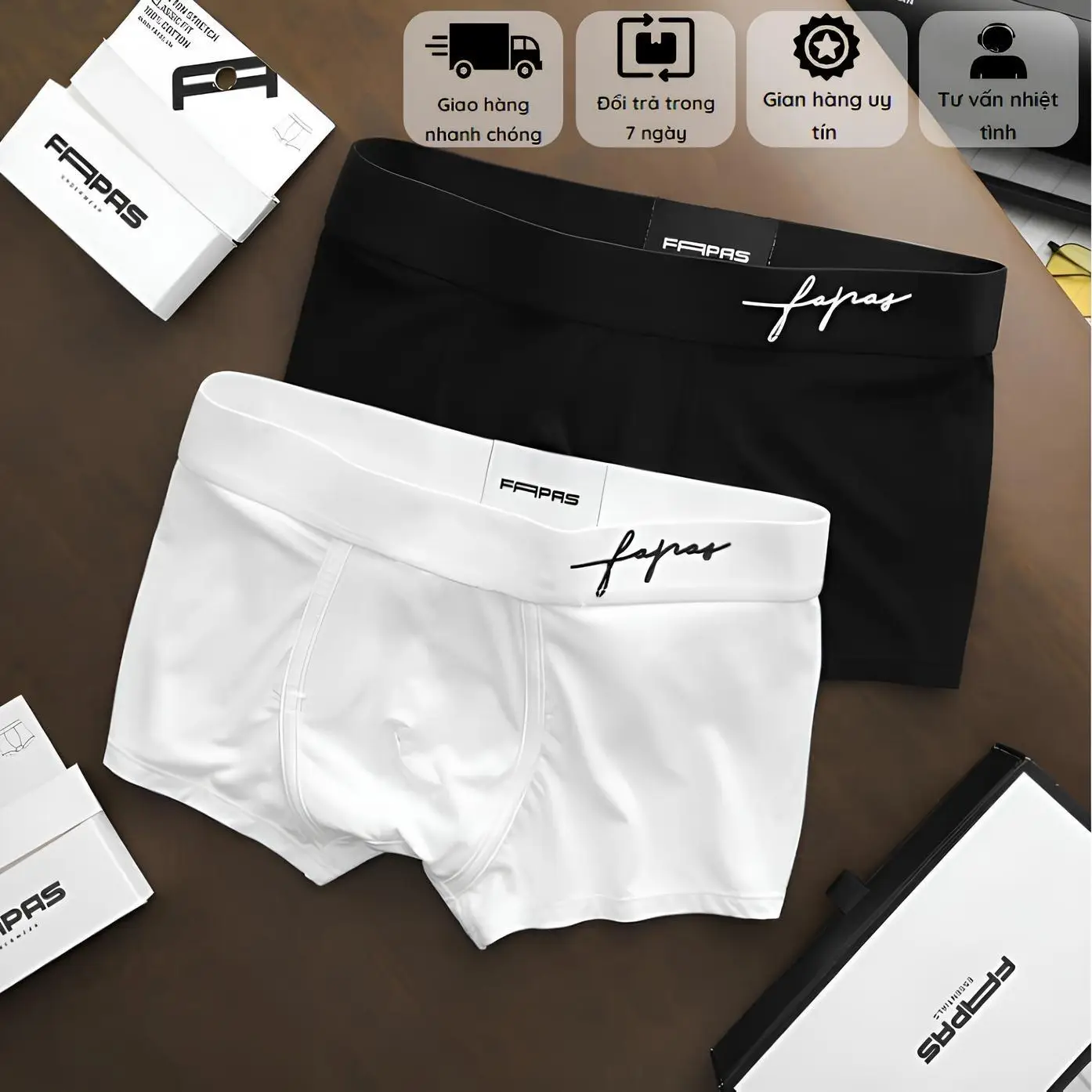 Combo 5 Quần Lót Nam Boxer Thun Lạnh Cao Cấp – Co Giãn 4 Chiều, Mặc Hàng Ngày