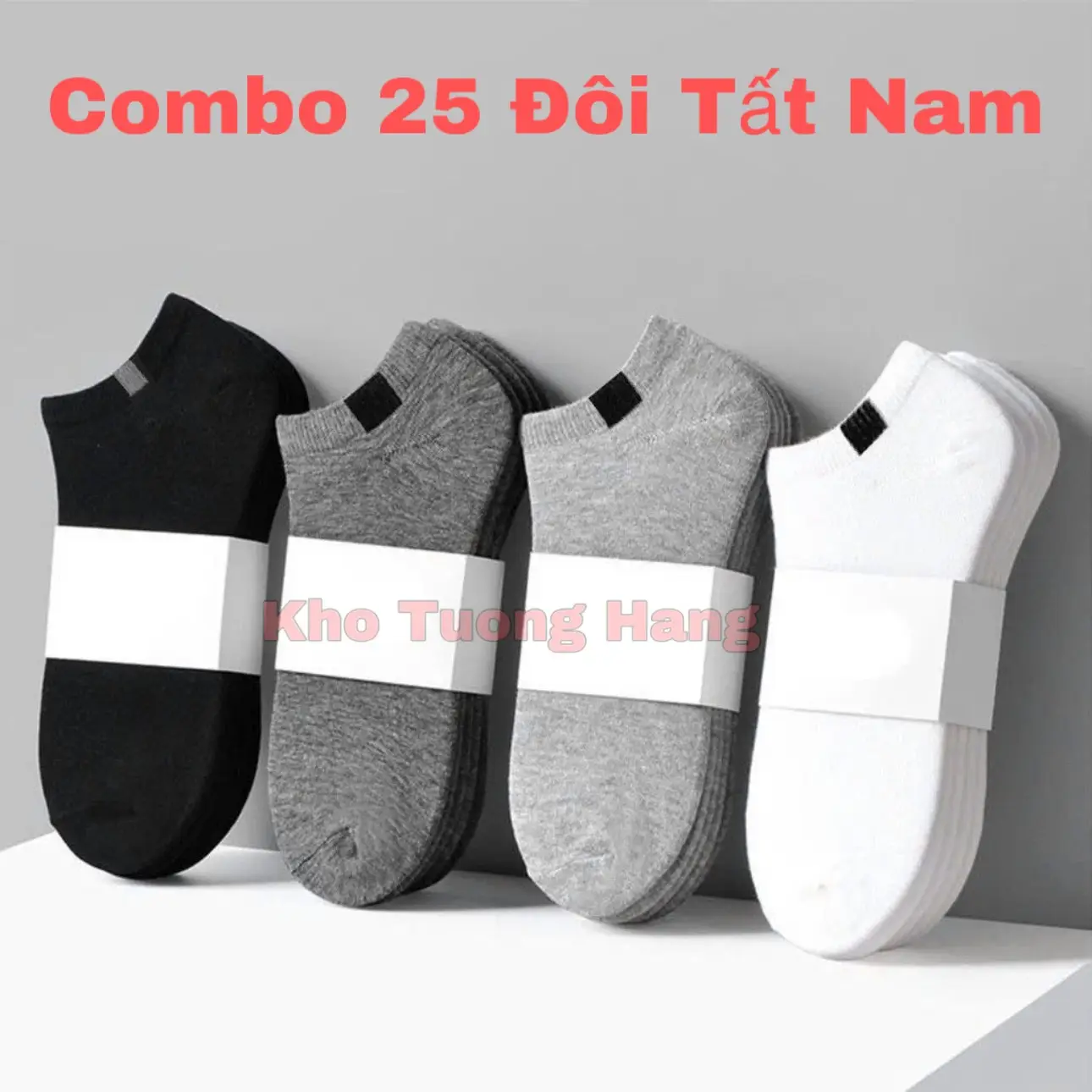 Combo 25 đôi tất cổ ngắn thoáng mát 4 màu Cotton Menswear Mix Màu, Tất Cổ Ngắn