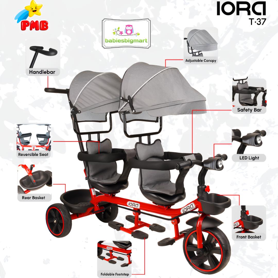 Sepeda Anak Roda 3 Tiga Tricycle PMB IORA T 37 Dorongan 2 Double Anak ...