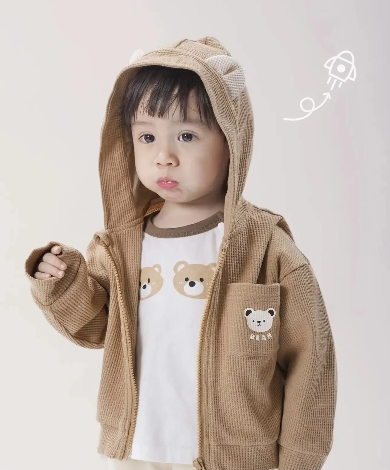 ÁO KHOÁC BEAR 2 MÀU DỄ THƯƠNG, ÁO KHOÁC CHO BÉ CHẤT LIỆU TĂM TỔ ONG 8-18KG