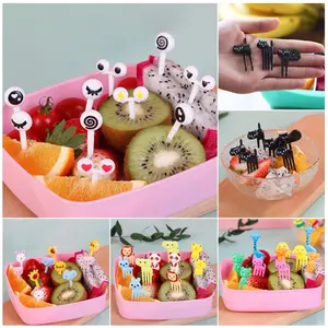 MMS HL0654 Garpu Buah Mini Set 10pcs Kartun Binatang Peternakan - Garpu Bento Buah Motif Animal - Tusukan Bento - Tusuk Buah S2514
