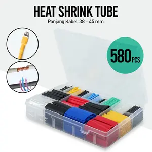 Heatshrink  Selongsong kabel bakar Pelapis Kabel Insulasi Heat Shrink Tube 580 PCS - solasi bakar heat srink Bungkus Kabel Isolasi pembungkus Kabel