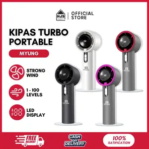 [HJS] High Speed Fan kipas Strong Wind MYUNG 100 Gear Wind Speed kipas angin Digital Display Adjustable Kipas Portable Turbo Led