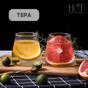 HOF TEPA Gelas Kaca Kafe Estetik 300 ml & 370 ml Dessert Glass Premium Cangkir Cafe Unik Aesthetic Kualitas Premium Tahan Suhu Ekstrem