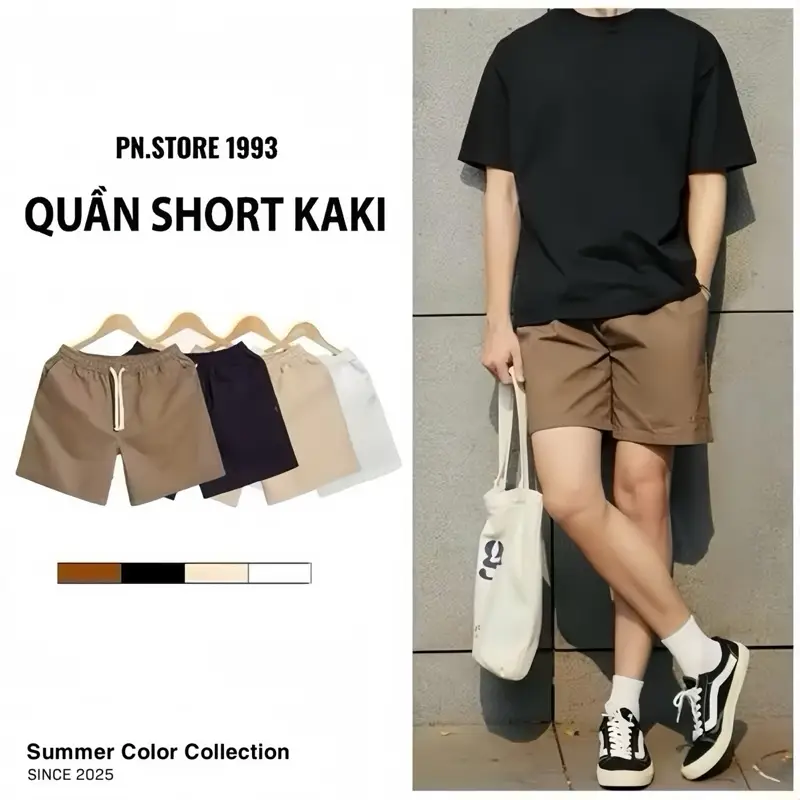 COMBO 2 QUẦN short kaki  PN.store fom chên gối trẻ chung vải kaki k giãn Menswear Nam Có Túi Tre SK02 vải kaki cottong