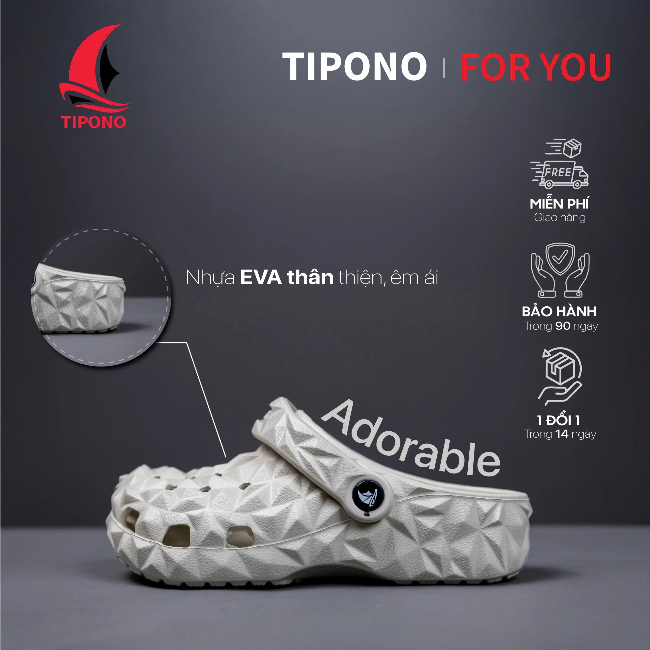 TIPONO LC16 [Tặng Charm Ngẫu Nhiên] Dép Sục Sầu Riêng Unisex EVA Êm Nhẹ, Chống Trơn, Đi Học Đi Chơi