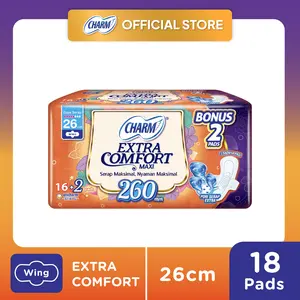 Charm Pembalut Extra Comfort Maxi 26cm Wing 16+2 pads