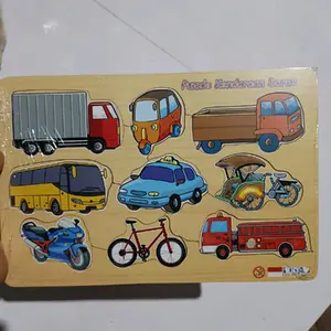 Puzzle Tema Transportasi Kendaraan Darat Anak Kayu