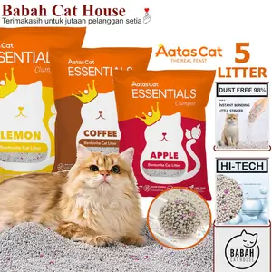 5L AATAS ESSENTIAL PASIR KUCING gumpal wangi bentonite rasa lemon kopi lavender premium