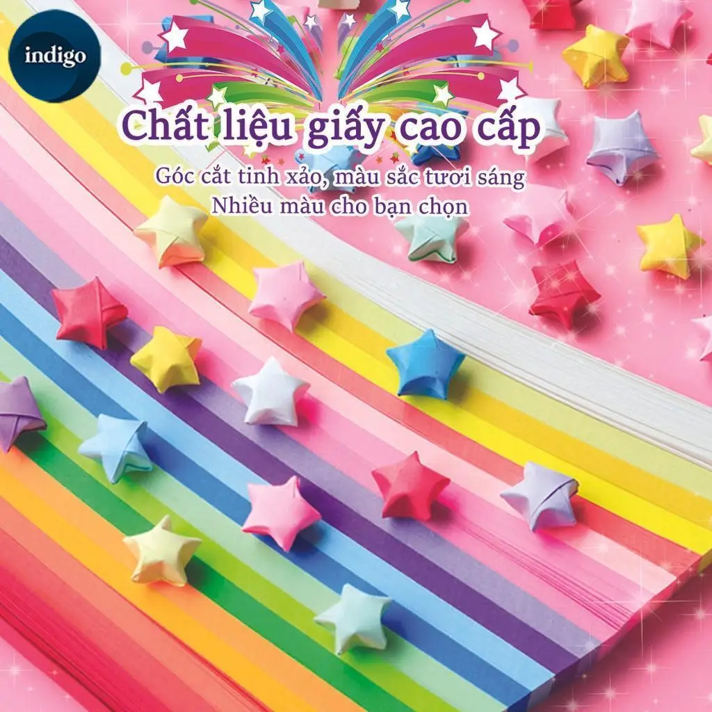 540 tờ giấy gấp hình ngôi sao dài 24 cm, nhiều lựa chọn về giấy gấp origami màu neon