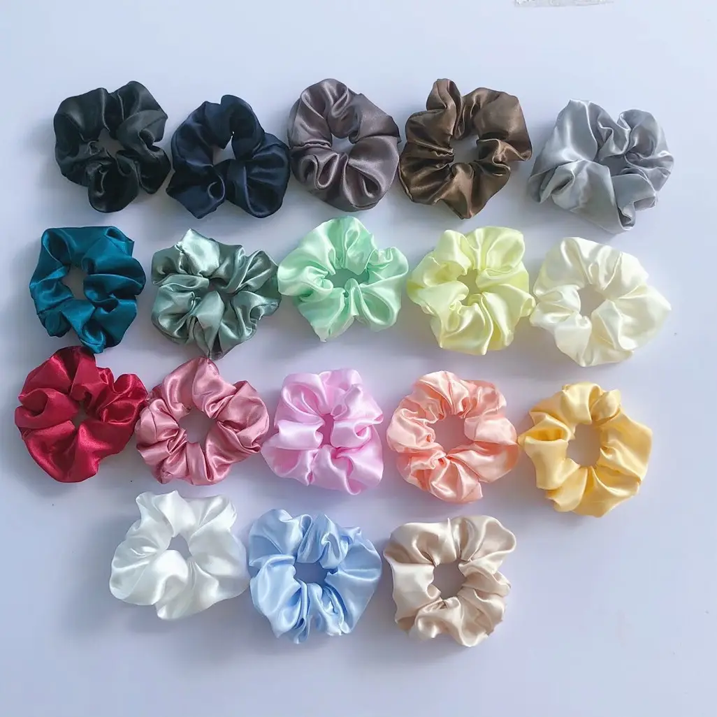 (MS12) Dây Cột Tóc Scrunchies Vải Trơn Bóng Lụa Dày Mịn Đẹp Hot Trend Cho Nữ Women Thun Nữ Coquette Nút Buộc Tóc Thời Trang Trẻ Trung - 1