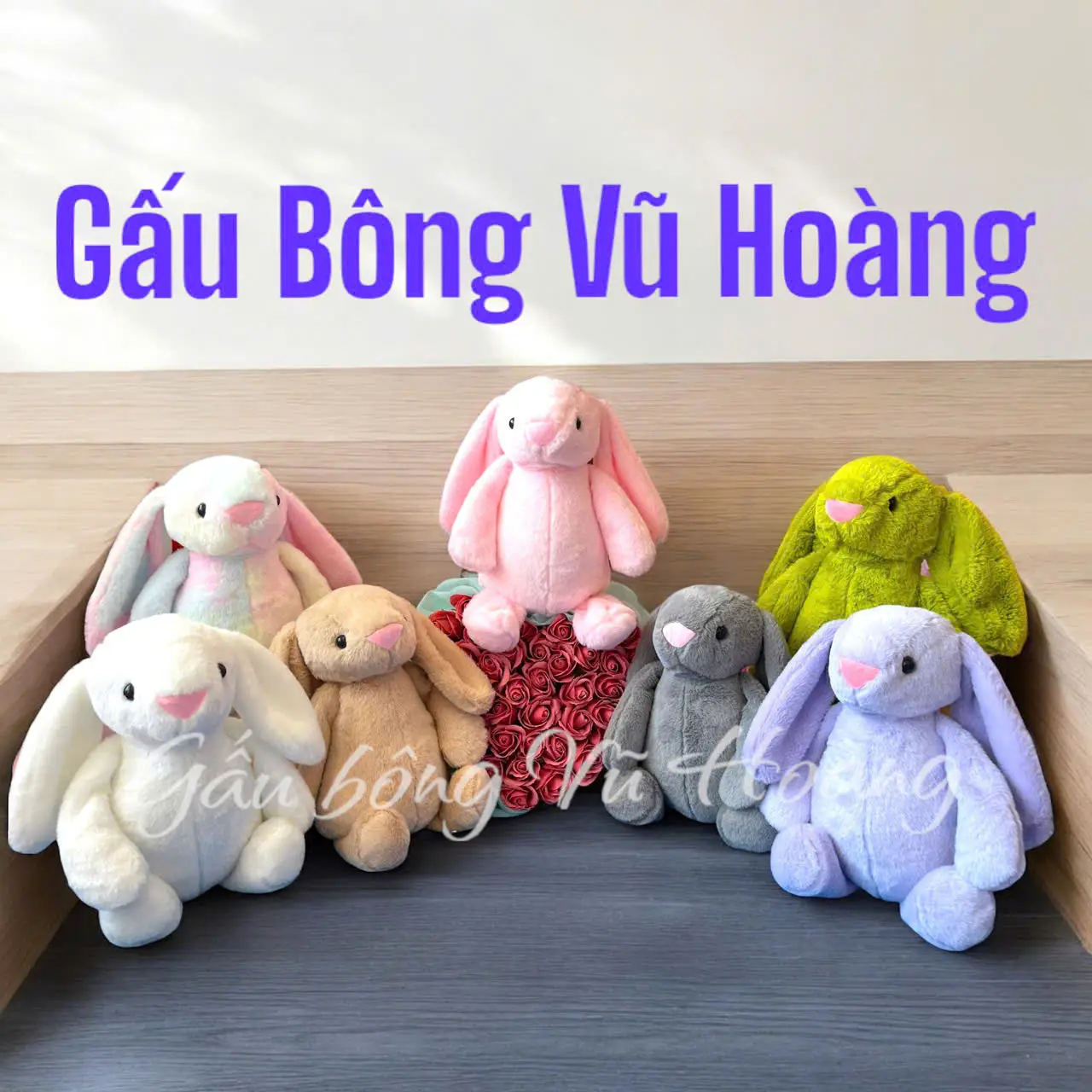 SIZE 40CM- THỎ BÔNG JELLY TAI DÀI (ĐO TỪ ĐẦU XUỐNG CHÂN - THEO THIẾT KẾ CHÂN TAY ÍT BÔNG)