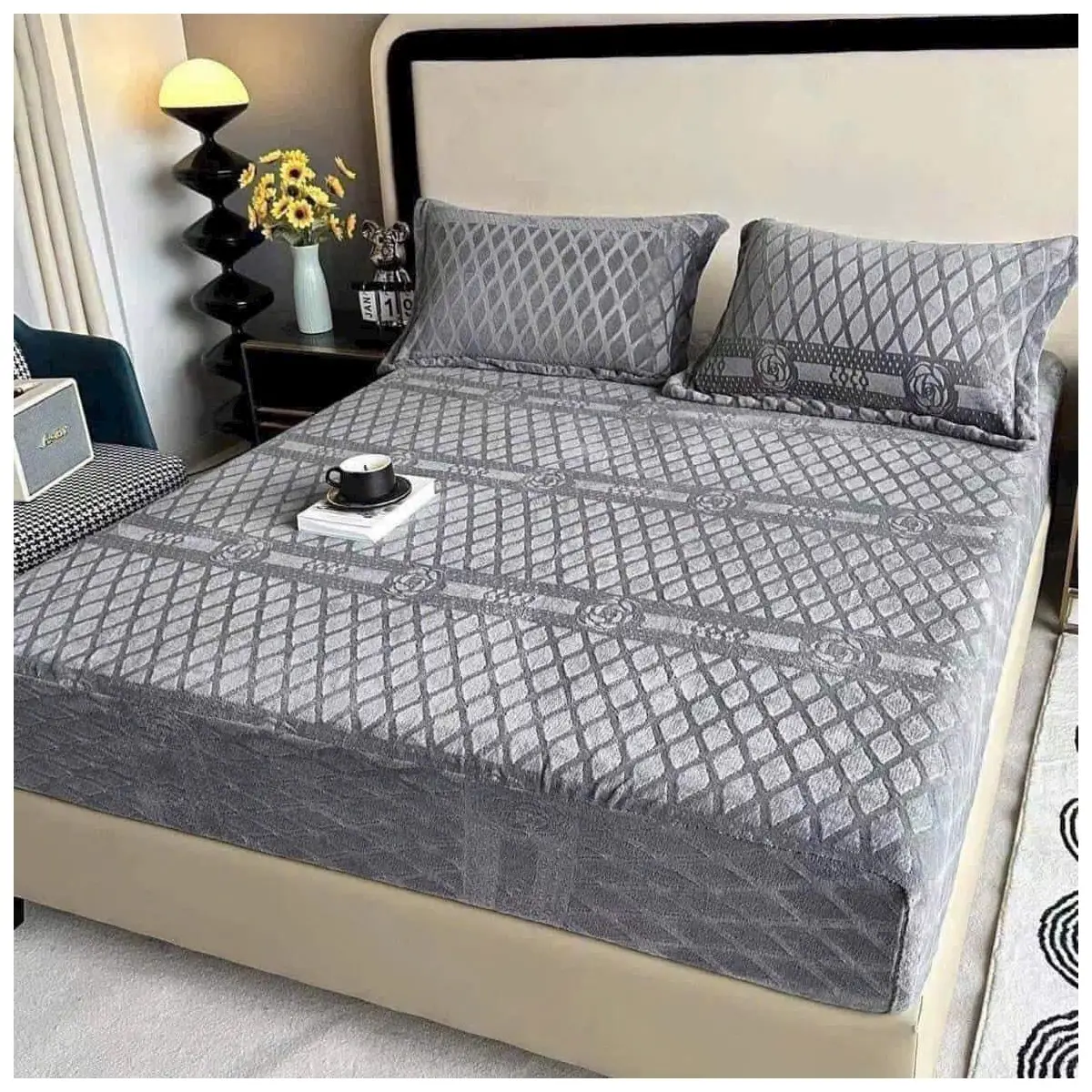 bộ ga trải giường COCO  3 Món _ 1 Ga Và 2 vỏ gối đệm 15cm đổ lại giặt máy