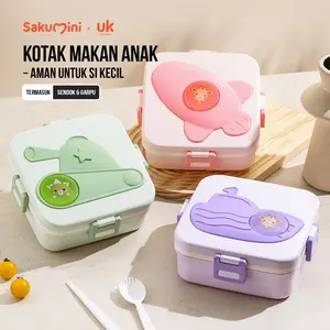 (CUCI GUDANG) Sakumini Lunch Box 3 Sekat Kotak Makan Bekal Portable Serbaguna Anti Tumpah