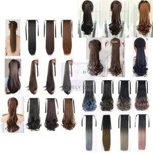 Ikat Rambut Palsu Ponitail Model Lurus & Gelombang ala Wanita Korea - Tersedia Warna Hitam, Coklat Tua, Coklat Muda