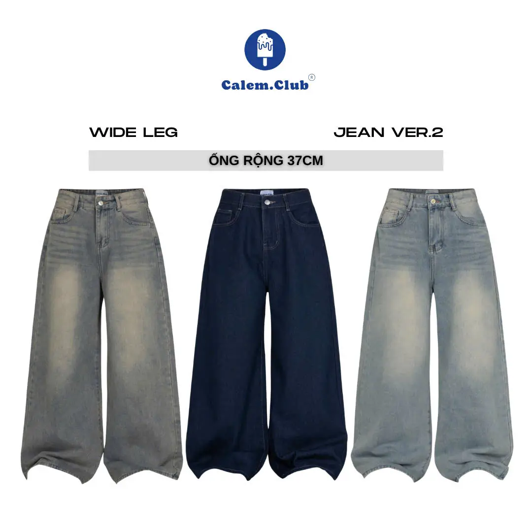 Calem Club - Quần Jeans Ống Rộng Ver 2 WIDE LEG tôn dáng cạp cao form unisex nam nữ quần jean nữ