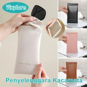 Vixplorn Pouch Kacamata Klip Multifungsi Serbaguna | Tas Kacamata Gantung Portable | Tempat Penyimpanan Kacamata Anti Lecet Waterproof | Case Organizer PU Leather Stylish untuk Traveling