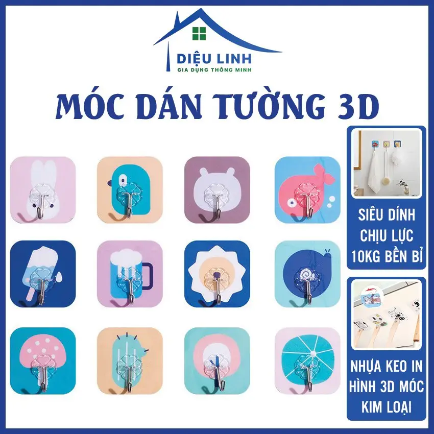 Móc dán tường 3D đa năng Dieulinhshop Treo Tường