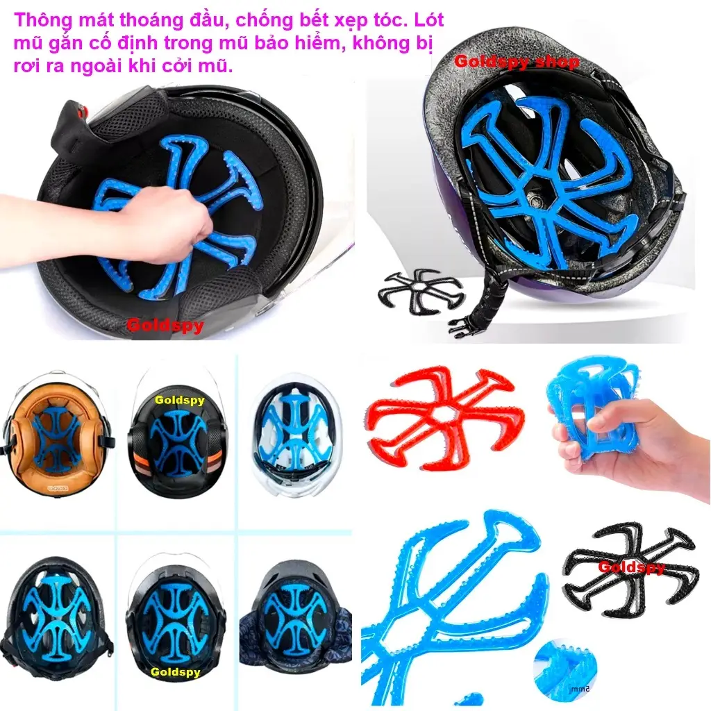 Lót mũ bảo hiểm Silicon Massage chống nóng, thông thoáng làm mát bảo vệ da đầu - 1