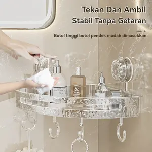 Rak Dinding Kamar Mandi Minimalis 3D Motif Balok + Gantungan | Rak Gantung Tempel Aesthetic Storage Organizer - Bahan Premium Tahan Air & Karat