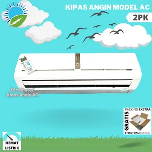 Kipas Angin AC Remote 2PK + LED + ICE GEL 4 Pcs JEL Biru honey (Garansi 6 Bulan)