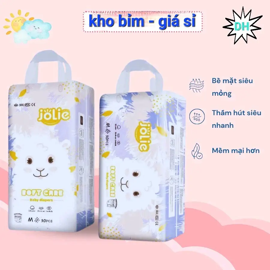 [Miễn ship]combo 100 miếng bỉm quần/tã dán JOLIE loại 1, đủ size S/M/L/XL/2XL/3XL/4XL Cho Bé Cotton nệmđiềuhòa mátlạnh tã  dán và tã quần
