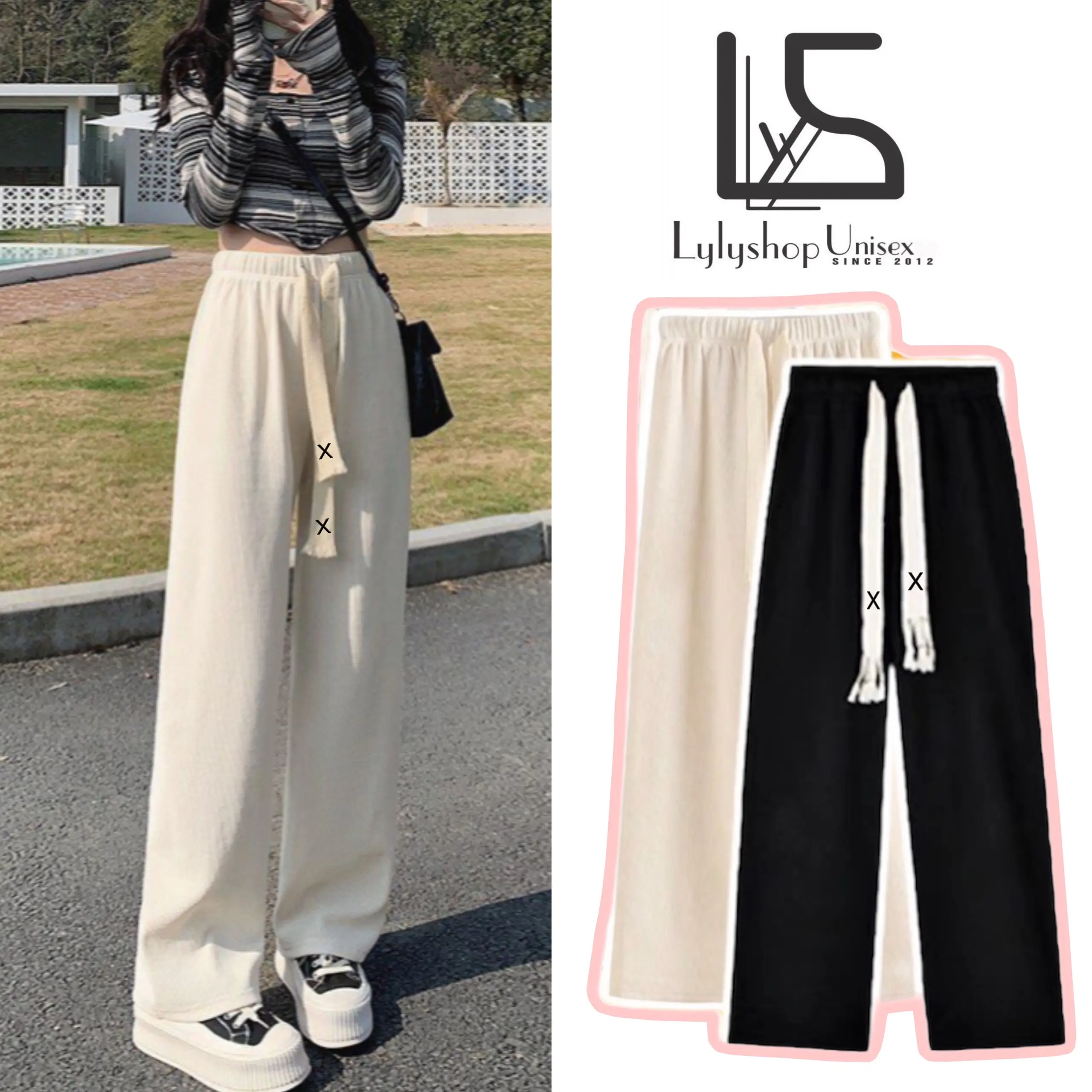 Quần ống rộng nỉ nhung tăm Lylyshop Unisex mã G32 có cả Bigsize và size bé cho những cô nàng mini Pants Nữ Nhung Ong Women