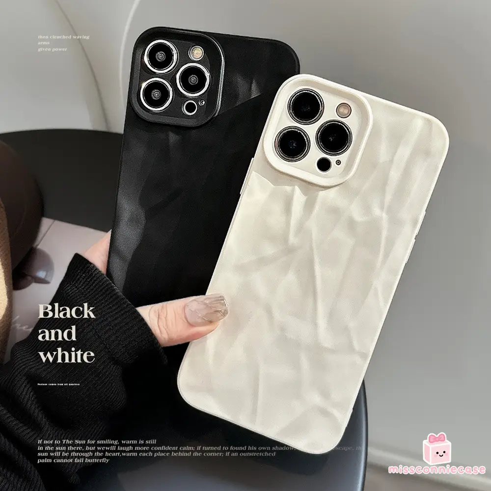 Ốp Cho Iphone 7Plus 11 13 15 16 14 12 17 Pro Max 16 15 Plus X XR XS MAX, Thời Trang Đơn Giản, Màu Trơn Sang Trọng, Thiết Kế Nhăn Bất Đối Xứng Lì